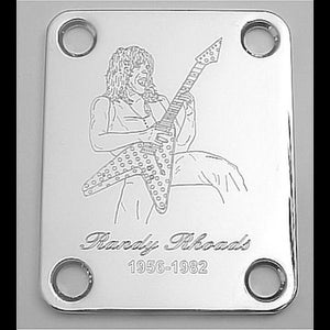 Guitar Parts - Neck Mounting Plate - Custom Engraved Etched - RANDY RHOADS Ozzy Quiet Riot - Chrome, Black, or Gold