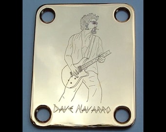 Guitar Parts - Neck Mounting Plate - Custom Engraved Etched - DAVE NAVARRO - Chrome, Black, or Gold