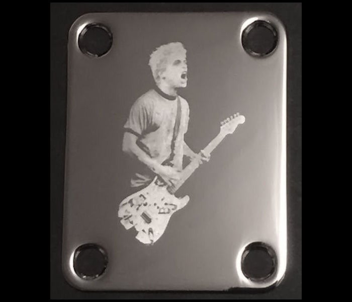 Guitar Parts - Neck Mounting Plate - Custom Engraved Etched - BILLIE JOE ARMSTRONG Green Day - Chrome or Gold