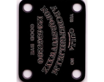 Guitar Parts - Neck Mounting Plate - Custom Engraved Etched - OUIJA BOARD - Chrome, Black, or Gold
