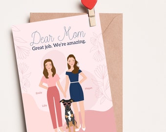 Personalized Mother's Day Card: Family Portrait with Custom Design for Mom's Appreciation
