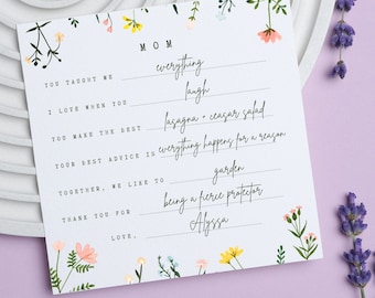 Mother's Day Printable Appreciation Cards: Fill-in-the-Blank Instant Download Gift for Mom