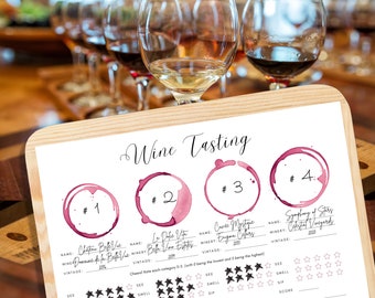 Printed Wine Tasting Worksheets: Party Activity & Gift for Wine Enthusiasts - Scoring Notes, Date Night Fun