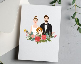 Custom Couple Portrait Card: Engagement, Wedding, Anniversary Art Print - Digital or Printed
