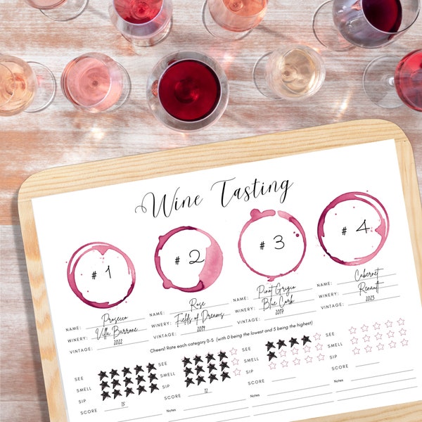 Wine Tasting Printable • Wine Tasting Party Activity • Digital Wine Tasting Worksheet • Instant Download