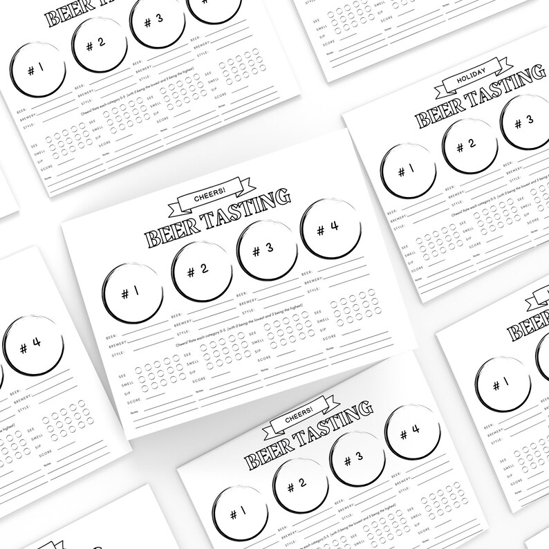 Beer Tasting Scorecard Instant Download Beer Party Etsy