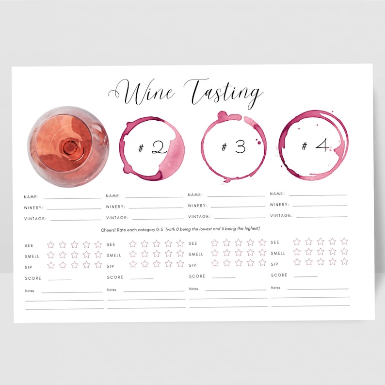 Wine Tasting Printable Wine Tasting Party Activity Digital - Etsy