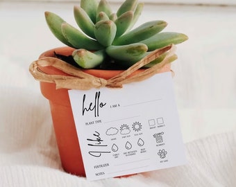 Printable Plant Care Cards: Digital Garden Tags for Flower & Succulent Tracking - Instant Download