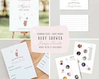 Celestial Baby Shower Bundle: Moon & Stars Design Package with Personalized Designer Service
