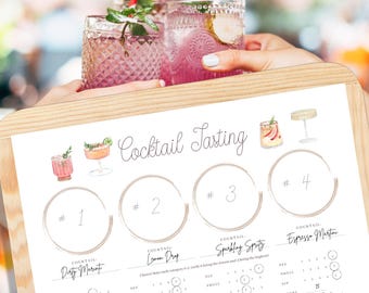 Printable Cocktail Tasting Party Worksheet: Digital Scorecard for Rating Drinks - Instant Download