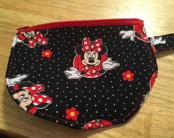 Black polka dots Minnie Mouse Wristlet