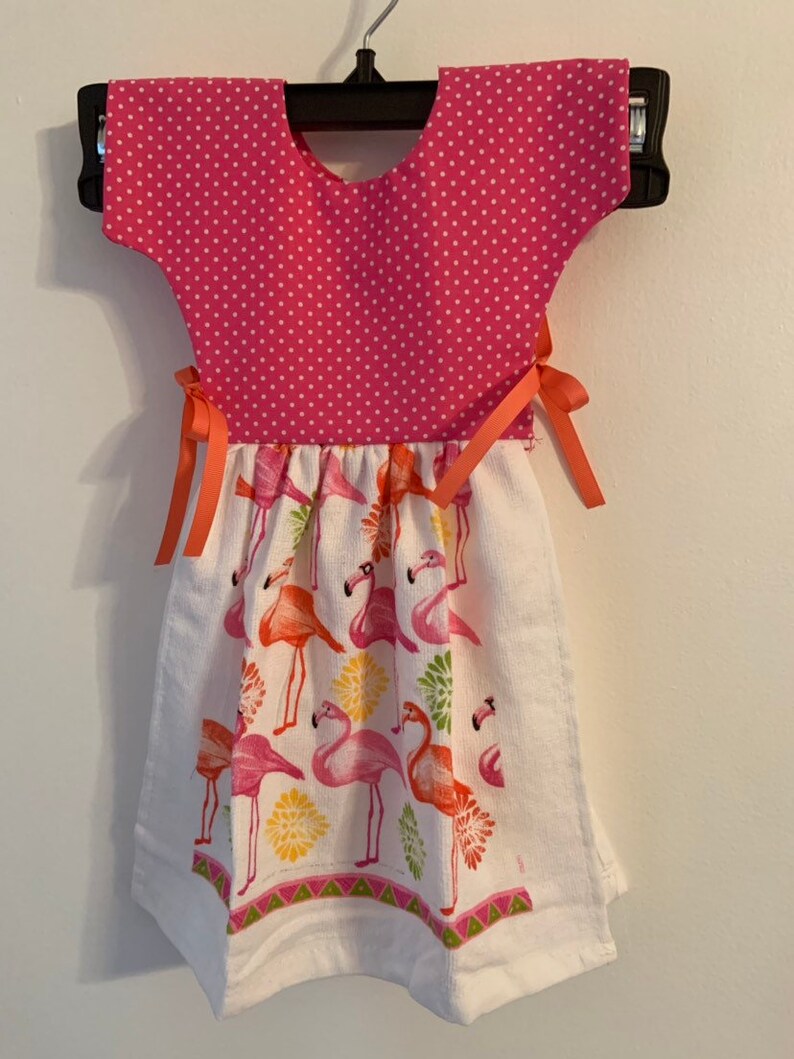 Pink Polka Dots Flamingo Dish Towel Dress AUTISM FUNDRAISER