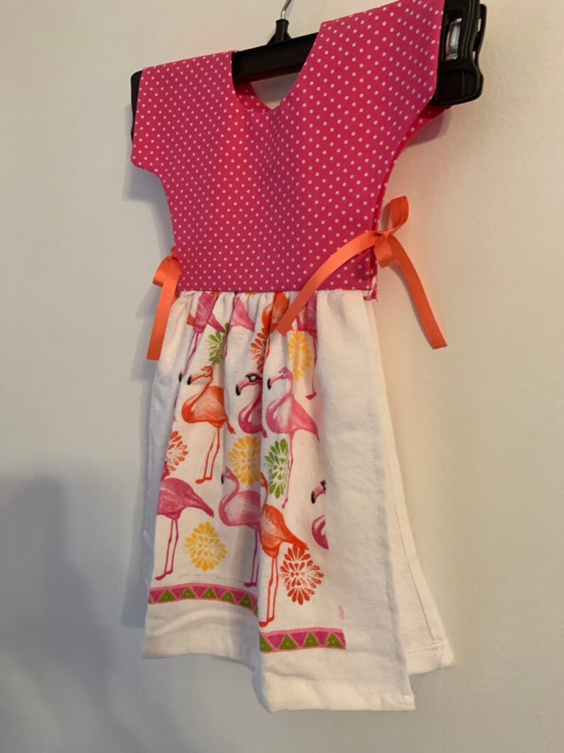 Pink Polka Dots Flamingo Dish Towel Dress AUTISM FUNDRAISER