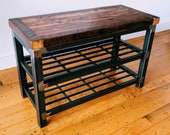 Reclaimed Wood and Steel Bench and Shoe Rack - The Jondy Shoe Rack - Free Shipping