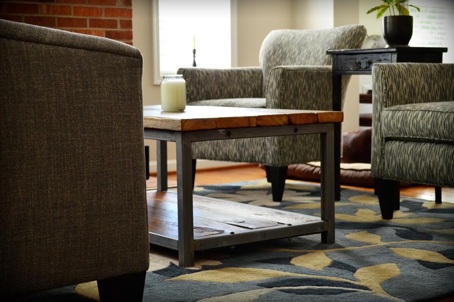 Reclaimed Wood and Metal Coffee Table Oversized Coffee Table Etsy