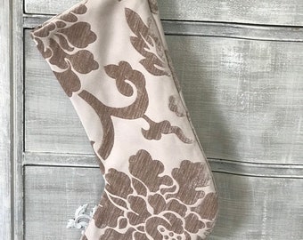 Deluxe Floral Chenille Blush Christmass Stocking