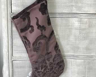 Christmas Floral Chenille Purple Stockings, Deluxe Velvet stocking