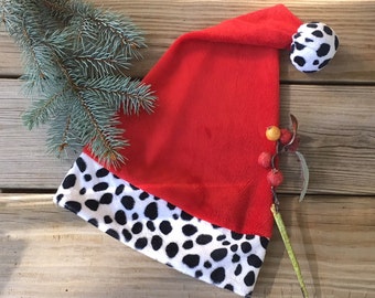 Christmas Santa Hats IN MINKY FABRIC Animal Print.