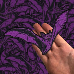 Embroidered Purple Bat Patch