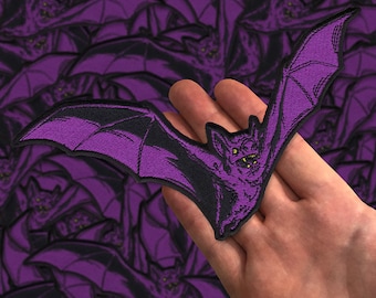 Embroidered Purple Bat Patch