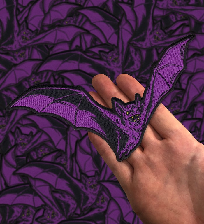 Embroidered Purple Bat Patch