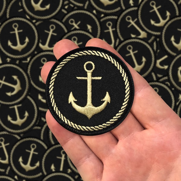 Black/Gold Anchor Embroidered Badge Patch