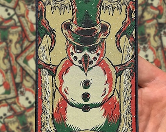 Frosty's Revenge Rectangular Woven Christmas Patch