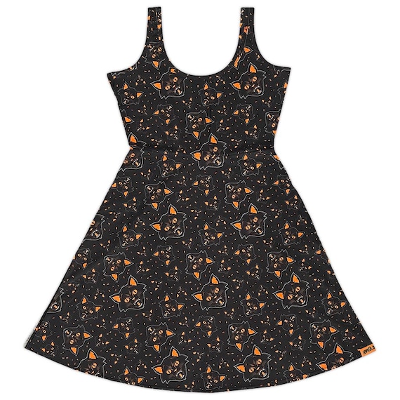 black cat skater dress Halloween Cat Skater Dress - Has Pockets!