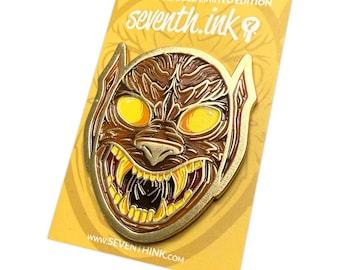 Werewolf Mask Gold Enamel Pin - Limited Edition Ultra Rare