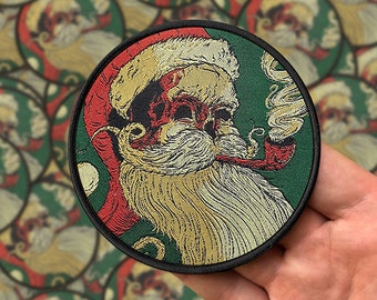 Old Saint Nick Circular Woven Christmas Patch