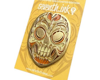 Skeleton Mask Gold Enamel Pin - Limited Edition Ultra Rare