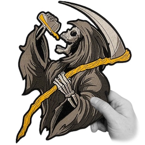 Huge 12&quot; Drinkin&#39; Reaper Back Patch