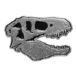 T-Rex Skull Silver Enamel Pin