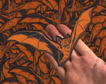 Orange Bat Embroidered Halloween Patch
