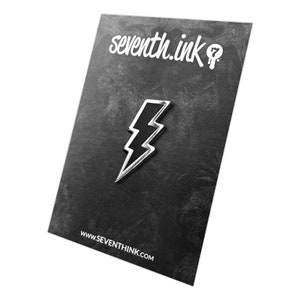Reverse Silver Lightning Bolt Enamel Pin