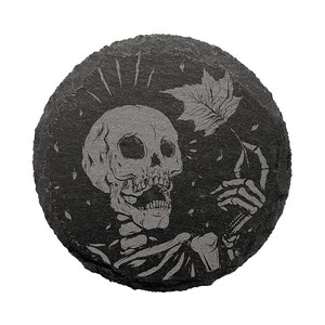 Mapled Halloween 4 Engraved Circular Slate Coaster image 2