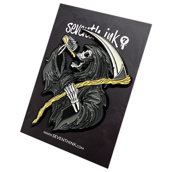 Drinkin' Reaper Enamel Pin - Etsy