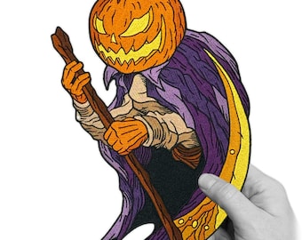 Huge 13" Pumpkin Reaper Embroidered Back Patch