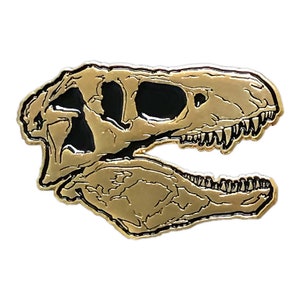 T-Rex Skull Gold Enamel Pin