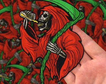 Embroidered Drinkin' Reaper Christmas Edition Patch
