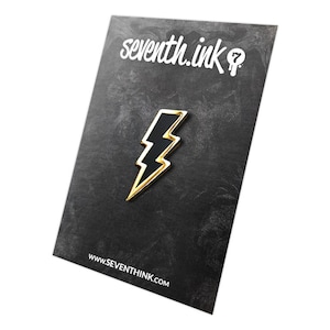 Reverse Gold Lightning Bolt Enamel Pin