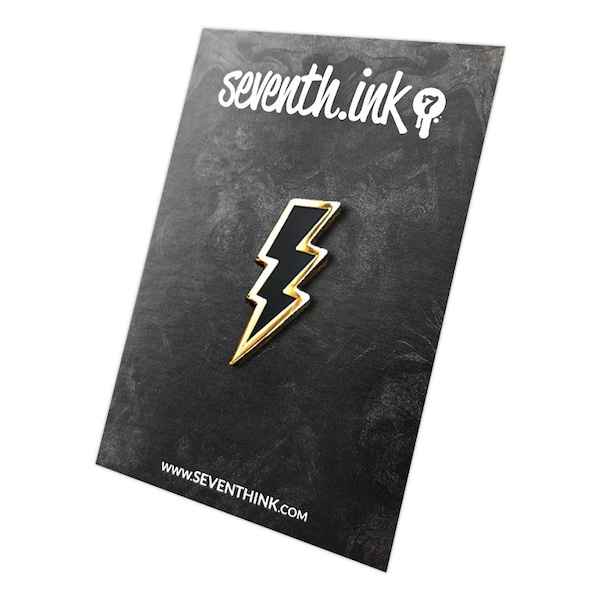 Reverse Gold Lightning Bolt Enamel Pin