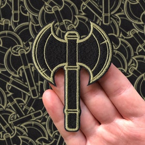 Black/Gold Battle Axe Embroidered Patch