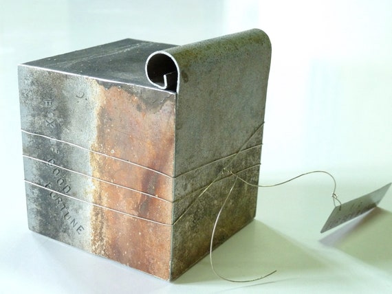 Box of Good Fortune, Metal sculpture, Metal art, Wedding Gift, Men’s gift, Metal art, Cube, Home decor, Original, Reclaimed, Anne Klein H