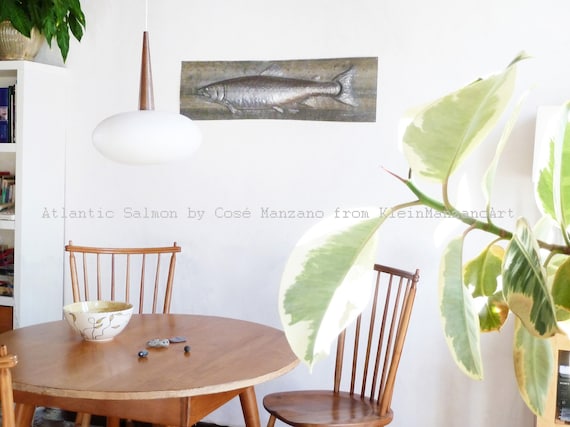 Brutalist Salmon, Fish Artwork, Metal Wall Sculpture, Animal art, Fish Trophy, Sea, Office, Kitchen, Bathroom, Bedroom, Decor, Cosé Manzano