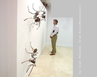 4 Big Ants, Installation, Wall Sculpture, Brutalist, Modern art, Metal art, Insect, Anthill, Ceiling, Indoor-Outdoor, Original, Cosé Manzano