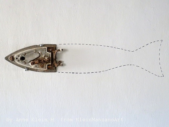 Contemporary art, Metal art, Ready Made, Fish Artwork, Metal Wall sculpture, Fish decor, Assemblage, Mixed media, Recycled, Anne Klein H.