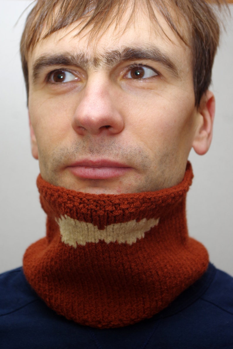 Mens Mustache Loop Scarf Movember Merino Wool Neckwarmer - Etsy