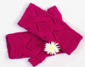 Fingerless gloves, knit lace gloves, gloves for women, purple wool mittens, fingerless mittens, gloves women, knitted mittens, hand warmers