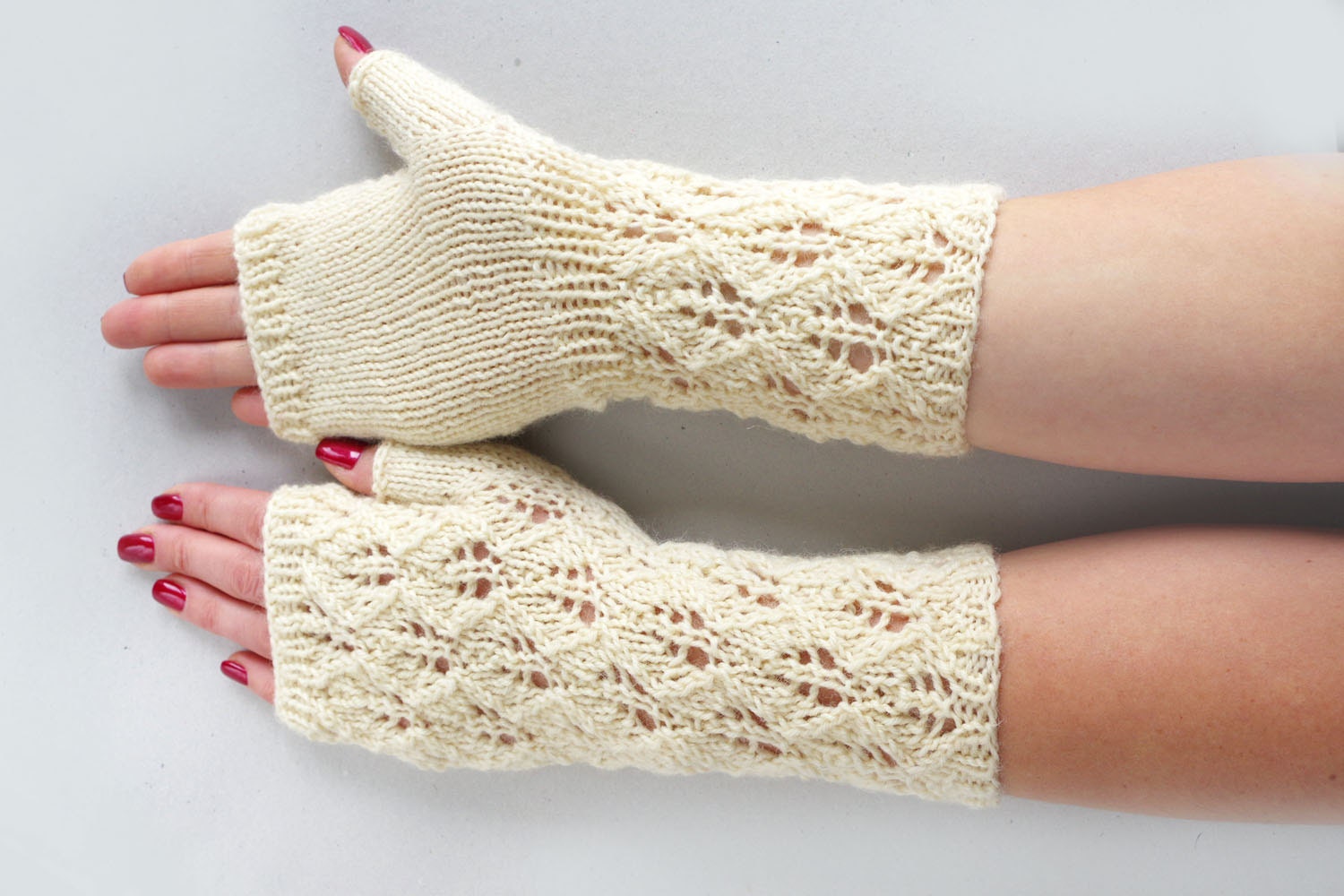 Novawo Fingerless Gloves - Wool Blend Arm Warmers For Typing, Texting, Cold Weather (Unisex)